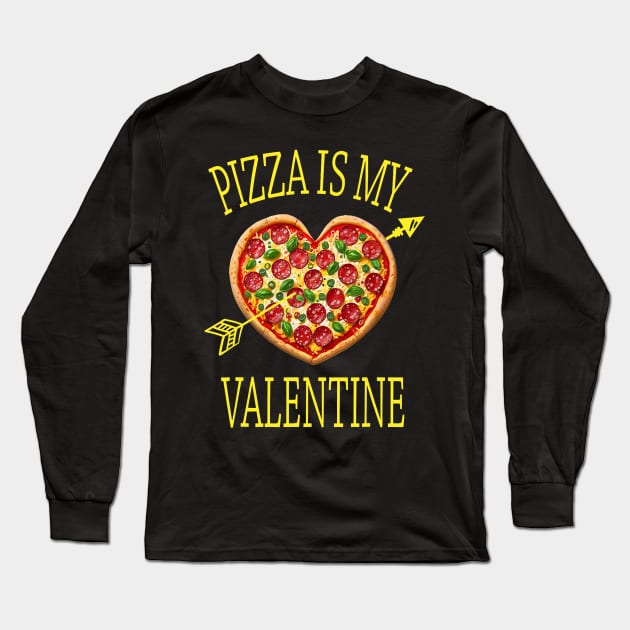 Pizza Heart Is My Valentine Funny Tee Boys Girls Kids Gift Long Sleeve T-Shirt by Neldy